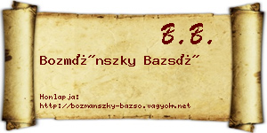 Bozmánszky Bazsó névjegykártya